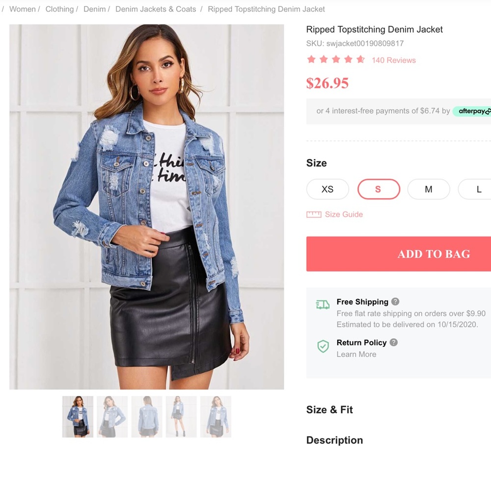 Denim jacket (similar to the first photo)